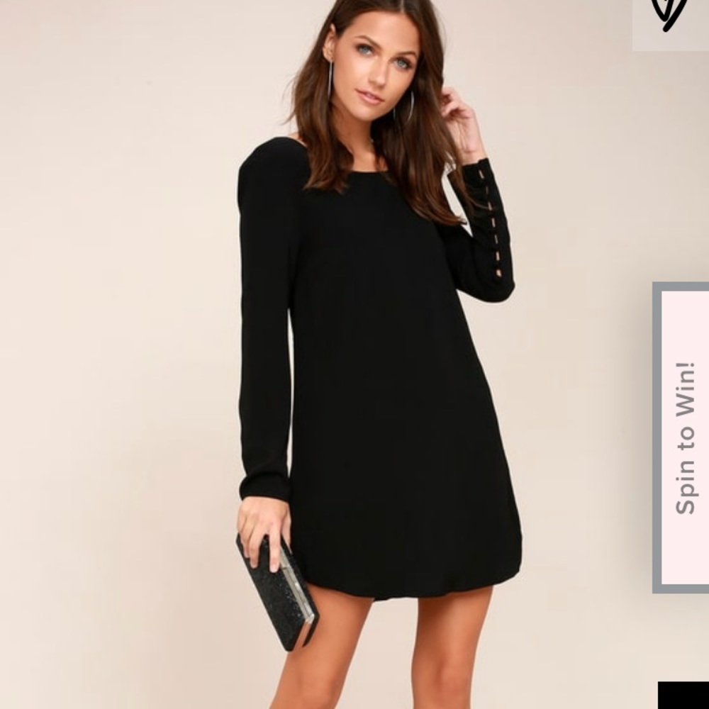 Lulu’s Black Long Sleeve Shift Dress